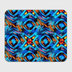Коврик для мышки прямоугольный с принтом Желто-синий абстрактный узор  в Новосибирске, натуральный каучук | размер 230 х 185 мм; запечатка лицевой стороны | геометрический | желтый | модный | плетение | синий | современный | яркий синий