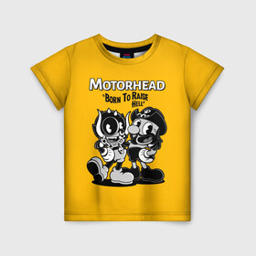 Детская футболка 3D с принтом Motorhead x Cuphead в Новосибирске, 100% гипоаллергенный полиэфир | прямой крой, круглый вырез горловины, длина до линии бедер, чуть спущенное плечо, ткань немного тянется | alternative | cuphead | metall | motorhead | music | rock | альтернатива | капхэд | лемми | металл | моторхед | моторхэд | музыка | рок