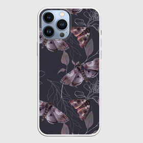 Чехол для iPhone 13 Pro Max с принтом Мотыльки УЗОР в Новосибирске,  |  | акварель | бабочка | мотыльки | насекомые | ночь | узор