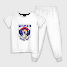 Детская пижама хлопок с принтом Вооруженные силы Армении в Новосибирске, 100% хлопок |  брюки и футболка прямого кроя, без карманов, на брюках мягкая резинка на поясе и по низу штанин
 | armenia | армения | армия армении | вооруженные силы армении | герб | лого | символ | флаг | флаг и герб армении