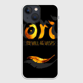 Чехол для iPhone 13 mini с принтом Ori and the Will of the Wisps в Новосибирске,  |  | Тематика изображения на принте: adventure | computer game | golden feather | ori | ori and the will of the wisps | spirit of the forest | дух леса | золотое перо | компьютерная игра | ори | ори и блуждающие огоньки | приключения