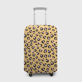 Чехол для чемодана 3D с принтом Желтый леопардовый принт в Новосибирске, 86% полиэфир, 14% спандекс | двустороннее нанесение принта, прорези для ручек и колес | желтый | леопардовый принт | паттерн | пятна | пятнистый | розовый | текстура
