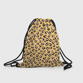Рюкзак-мешок 3D с принтом Желтый леопардовый принт в Новосибирске, 100% полиэстер | плотность ткани — 200 г/м2, размер — 35 х 45 см; лямки — толстые шнурки, застежка на шнуровке, без карманов и подкладки | Тематика изображения на принте: желтый | леопардовый принт | паттерн | пятна | пятнистый | розовый | текстура