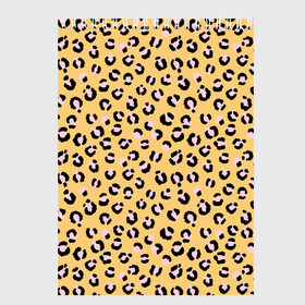 Скетчбук с принтом Желтый леопардовый принт в Новосибирске, 100% бумага
 | 48 листов, плотность листов — 100 г/м2, плотность картонной обложки — 250 г/м2. Листы скреплены сверху удобной пружинной спиралью | желтый | леопардовый принт | паттерн | пятна | пятнистый | розовый | текстура