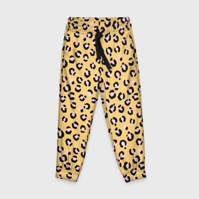 Детские брюки 3D с принтом Желтый леопардовый принт в Новосибирске, 100% полиэстер | манжеты по низу, эластичный пояс регулируется шнурком, по бокам два кармана без застежек, внутренняя часть кармана из мелкой сетки | желтый | леопардовый принт | паттерн | пятна | пятнистый | розовый | текстура