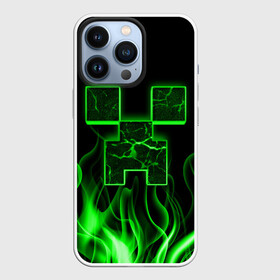 Чехол для iPhone 13 Pro с принтом MINECRAFT TEXTURE FIRE в Новосибирске,  |  | creeper | fire | game | minecraft | железо | игра | компьютерная | крипер | криппер | майн | майнкрафт | огонь | пламя | текстура