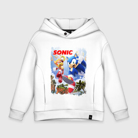 Детское худи Oversize хлопок с принтом SONIC | СОНИК (Z) в Новосибирске, френч-терри — 70% хлопок, 30% полиэстер. Мягкий теплый начес внутри —100% хлопок | боковые карманы, эластичные манжеты и нижняя кромка, капюшон на магнитной кнопке | amy rose | blaze the cat | hedgehog | sega | silver | sonic | speed sonic | быстрый ёж | доктор эггман | ёж соник | ехидна наклз | кошка блейз | метал соник | сега | сильвер | синий ёж | соник