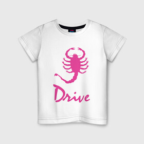 Детская футболка хлопок с принтом Drive в Новосибирске, 100% хлопок | круглый вырез горловины, полуприлегающий силуэт, длина до линии бедер | Тематика изображения на принте: drive | гослинг | драйв | николас виндинг рефн | райан гослинг | скорпион