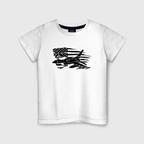 Детская футболка хлопок с принтом Самолет в Новосибирске, 100% хлопок | круглый вырез горловины, полуприлегающий силуэт, длина до линии бедер | авиатор | авиация | американский флаг | армия сша | флаг сша | черно белый флаг