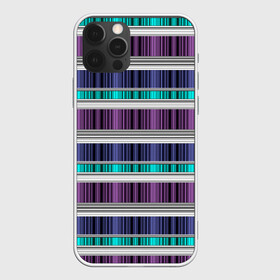 Чехол для iPhone 12 Pro Max с принтом Бирюзово-сиреневый полосатый  в Новосибирске, Силикон |  | абстрактный | бирюзовый | модный | разноцветный полосы | серый | современный | фиолетовый