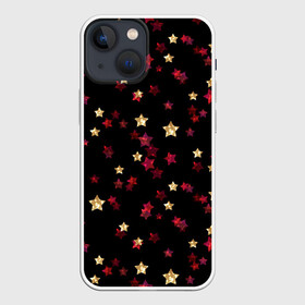 Чехол для iPhone 13 mini с принтом Блестящие звезды на черном в Новосибирске,  |  | абстрактный | блеск | детский | женский | звезды | золото | золотые звезды