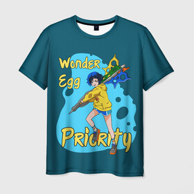 Мужская футболка 3D с принтом Wonder Egg Priority в Новосибирске, 100% полиэфир | прямой крой, круглый вырез горловины, длина до линии бедер | ai ooto | wonder egg | wonder egg priority | ай ото | аниме | персонажи | приоритет чудо яйца
