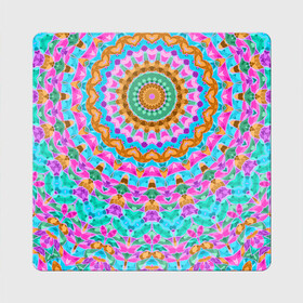 Магнит виниловый Квадрат с принтом разноцветный калейдоскоп  в Новосибирске, полимерный материал с магнитным слоем | размер 9*9 см, закругленные углы | Тематика изображения на принте: детский | женский | калейдоскоп | круглый | орнамент | розовый | этнический