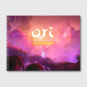 Альбом для рисования с принтом Ori and the Will of the Wisps в Новосибирске, 100% бумага
 | матовая бумага, плотность 200 мг. | Тематика изображения на принте: adventure | ori | ori and the will of the wisps | pc game | pink sky | spirit of the forest | дух леса | компьютерная игра | ори | ори и блуждающие огоньки | приключения | розовое небо