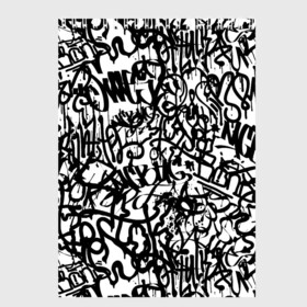 Скетчбук с принтом Graffiti black on white в Новосибирске, 100% бумага
 | 48 листов, плотность листов — 100 г/м2, плотность картонной обложки — 250 г/м2. Листы скреплены сверху удобной пружинной спиралью | абстракция | граффити | надписи | надписи текстура | паттерн граффити | текстура | текстура граффити | шрифт