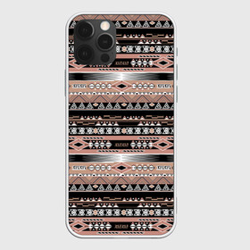 Чехол для iPhone 12 Pro Max с принтом Полосатый этнический орнамент  в Новосибирске, Силикон |  | абстрактный | геометрические фигуры | коричневый | полосатый узор | полосы | черный и коричневый | этнический