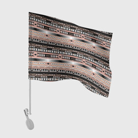 Флаг для автомобиля с принтом Полосатый этнический орнамент  в Новосибирске, 100% полиэстер | Размер: 30*21 см | абстрактный | геометрические фигуры | коричневый | полосатый узор | полосы | черный и коричневый | этнический
