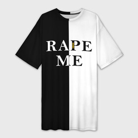 Платье-футболка 3D с принтом Rape Me | Kurt Cobain (+спина) (Z) в Новосибирске,  |  | cobain | kurt | kurt donald cobain | nirvana | rape me | rock | smile | альтернативный рок | гранж | дэйв грол | крист новоселич | курт кобейн | нирвана | рок | смайл
