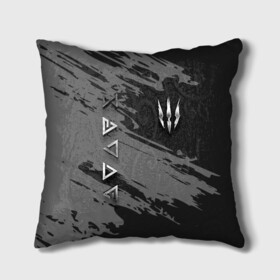 Подушка 3D с принтом THE WITCHER SILVER LOGO в Новосибирске, наволочка – 100% полиэстер, наполнитель – холлофайбер (легкий наполнитель, не вызывает аллергию). | состоит из подушки и наволочки. Наволочка на молнии, легко снимается для стирки | Тематика изображения на принте: the witcher | ведьмак | витчер | зе витчер | зе вичер | игра | компьютерная игра | лого | логотип | серебро