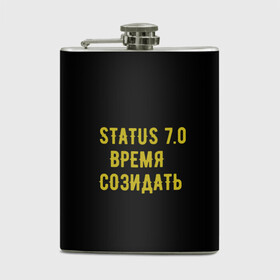 Фляга с принтом Моя коллекция Status 3 в Новосибирске, металлический корпус | емкость 0,22 л, размер 125 х 94 мм. Виниловая наклейка запечатывается полностью | время созидать | добрые дела | настояший человек | реальные люди
