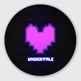 Коврик для мышки круглый с принтом UNDERTALE PURPLE HEART в Новосибирске, резина и полиэстер | круглая форма, изображение наносится на всю лицевую часть | sans | undertale | андертале | андертейл | игра | подземная история | подземная сказка | санс | сердце | ундертале