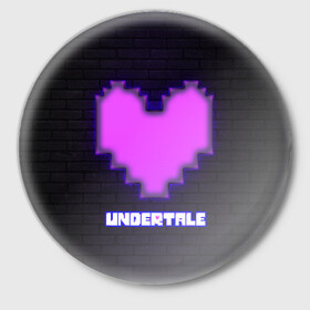 Значок с принтом UNDERTALE PURPLE HEART в Новосибирске,  металл | круглая форма, металлическая застежка в виде булавки | Тематика изображения на принте: sans | undertale | андертале | андертейл | игра | подземная история | подземная сказка | санс | сердце | ундертале