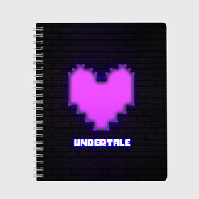 Тетрадь с принтом UNDERTALE PURPLE HEART в Новосибирске, 100% бумага | 48 листов, плотность листов — 60 г/м2, плотность картонной обложки — 250 г/м2. Листы скреплены сбоку удобной пружинной спиралью. Уголки страниц и обложки скругленные. Цвет линий — светло-серый
 | sans | undertale | андертале | андертейл | игра | подземная история | подземная сказка | санс | сердце | ундертале