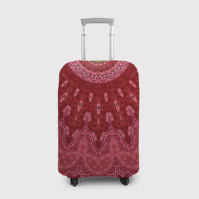 Чехол для чемодана 3D с принтом Красно-розовый калейдоскоп  в Новосибирске, 86% полиэфир, 14% спандекс | двустороннее нанесение принта, прорези для ручек и колес | восточный | калейдоскоп | красный | красный калейдоскоп | круглый орнамент | орнамент | этнический