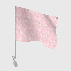 Флаг для автомобиля с принтом Нежно розовые цветы с блеском в Новосибирске, 100% полиэстер | Размер: 30*21 см | Тематика изображения на принте: блеск | блестки | детский | золото | малышам | нежно розовый | розовые цветы | розовый и золотой