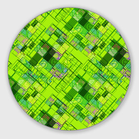 Коврик для мышки круглый с принтом Ярко-зеленый абстрактный узор в Новосибирске, резина и полиэстер | круглая форма, изображение наносится на всю лицевую часть | абстрактный | геометрический | детский | зеленый неоновый | креативный | модный | молодежный | неоновый | яркий зеленый