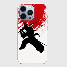 Чехол для iPhone 13 Pro с принтом УДАР НИНДЗЯ в Новосибирске,  |  | blood | japan | ninja | samurai | брызги | катана | кимоно | костюм | кровь | меч | ниндзя | рана | самурай | япония