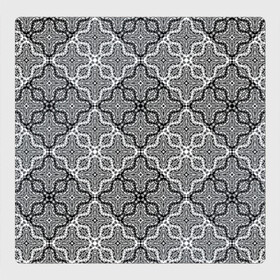 Магнитный плакат 3Х3 с принтом Черно-белый орнамент  в Новосибирске, Полимерный материал с магнитным слоем | 9 деталей размером 9*9 см | Тематика изображения на принте: абстрактный | ажурный | арабский | восточный | кружева | кружевной | современный | черно белый | черный