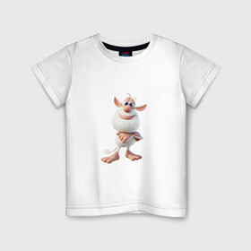 Детская футболка хлопок с принтом BOOBA в Новосибирске, 100% хлопок | круглый вырез горловины, полуприлегающий силуэт, длина до линии бедер | booba | buba | боба | буба | буба мультик | гула | домовенок | домовенок буба | домовой | дуда | лула | мультик | мультфильм | спайк