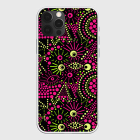 Чехол для iPhone 12 Pro с принтом Модный абстрактный узор в Новосибирске, силикон | область печати: задняя сторона чехла, без боковых панелей | абстрактный | арт | в горошек | креативный | молодежный | популярный | современный | темный | черный и малиновый