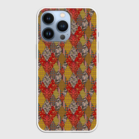Чехол для iPhone 13 Pro с принтом Осенний пэчворк в Новосибирске,  |  | деревенский | для дома | заплатки | лоскуты | модный | оранжевый | пэчворк | рыжий | фольклор