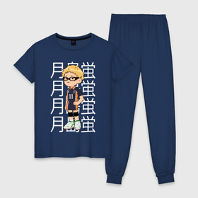 Женская пижама хлопок с принтом TSUKISHIMA KEI / КЕЙ ЦУКИШИМА в Новосибирске, 100% хлопок | брюки и футболка прямого кроя, без карманов, на брюках мягкая резинка на поясе и по низу штанин | anime | haikyu | karasuno. | manga | tsukishima kei | аниме | волейбол | герой | карасуно | кей цукишима | манга | персонаж