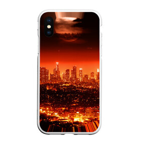 Чехол для iPhone XS Max матовый с принтом Закат в Нью Йорке в Новосибирске, Силикон | Область печати: задняя сторона чехла, без боковых панелей | Тематика изображения на принте: город | закат | красный | луна | мегаполис | месяц | нью йорк | яркий
