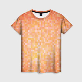 Женская футболка 3D с принтом Оранжевая пиксель абстракция в Новосибирске, 100% полиэфир ( синтетическое хлопкоподобное полотно) | прямой крой, круглый вырез горловины, длина до линии бедер | halloween | pixel art | абстракция | оранжевый | осенний | пиксели | пиксель арт | пиксельный | рыжий | хэллоуин