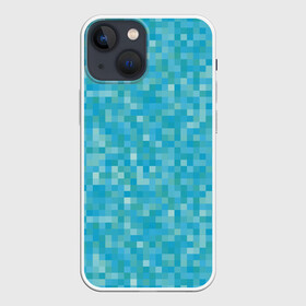 Чехол для iPhone 13 mini с принтом Бирюзовая пиксель абстракция в Новосибирске,  |  | pixel art | абстракция | бирюзовый | изумрудный | пиксели | пиксель арт | пиксельный