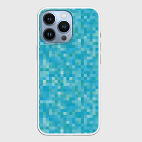 Чехол для iPhone 13 Pro с принтом Бирюзовая пиксель абстракция в Новосибирске,  |  | pixel art | абстракция | бирюзовый | изумрудный | пиксели | пиксель арт | пиксельный
