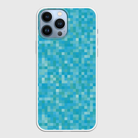Чехол для iPhone 13 Pro Max с принтом Бирюзовая пиксель абстракция в Новосибирске,  |  | pixel art | абстракция | бирюзовый | изумрудный | пиксели | пиксель арт | пиксельный
