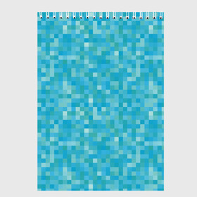 Скетчбук с принтом Бирюзовая пиксель абстракция в Новосибирске, 100% бумага
 | 48 листов, плотность листов — 100 г/м2, плотность картонной обложки — 250 г/м2. Листы скреплены сверху удобной пружинной спиралью | pixel art | абстракция | бирюзовый | изумрудный | пиксели | пиксель арт | пиксельный