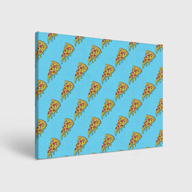 Холст прямоугольный с принтом Пицца паттерн на голубом в Новосибирске, 100% ПВХ |  | Тематика изображения на принте: еда | итальянская кухня | кусок пиццы | паттерн | пицца | пицца пепперони | пицца с колбасой и сыром | слайс | фаст фуд