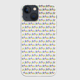 Чехол для iPhone 13 mini с принтом Fuck паттерн светлый в Новосибирске,  |  | мат | надписи | паттерн | прикольные