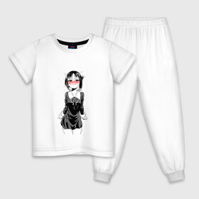 Детская пижама хлопок с принтом Госпожа Кагуя сердится сенпай в Новосибирске, 100% хлопок |  брюки и футболка прямого кроя, без карманов, на брюках мягкая резинка на поясе и по низу штанин
 | Тематика изображения на принте: ahegao | anime | chika | girl | kaguya | love is war kaguya sama | manga | sempai | senpai | аниме | госпожа кагуя | госпожа кагуя в любви как на войне | девочка | девушка | кагуя | манга | цундере | чика