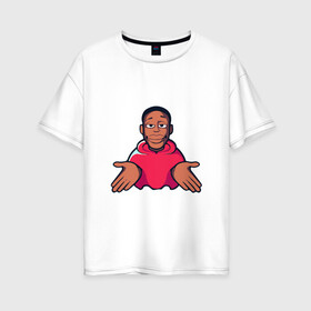 Женская футболка хлопок Oversize с принтом khaby.lame в Новосибирске, 100% хлопок | свободный крой, круглый ворот, спущенный рукав, длина до линии бедер
 | африканец | большие губы | кхаби | лэйм | настроение | позитив | поп арт. | популярный | популярный блогер | розовая толстовка | хаби ламе