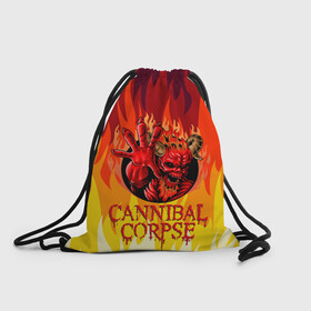 Рюкзак-мешок 3D с принтом Cannibal Corpse | Труп Канниба в Новосибирске, 100% полиэстер | плотность ткани — 200 г/м2, размер — 35 х 45 см; лямки — толстые шнурки, застежка на шнуровке, без карманов и подкладки | Тематика изображения на принте: cannibal | cannibal corpse | corpse | death metal | deathgrind | алекс уэбстер | брутальный дэт метал | дэт метал | дэтграйнд | пол мазуркевич | роб барретт | труп каннибала