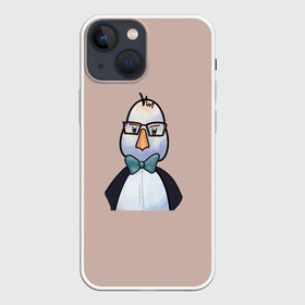 Чехол для iPhone 13 mini с принтом Умная птица в Новосибирске,  |  | bird | brain | scientist | голубь | мозг | очки | пингвин | птица | учёный