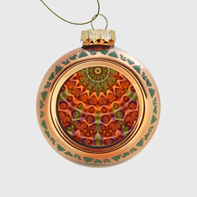 Стеклянный ёлочный шар с принтом Оранжево-оливковый калейдоскоп в Новосибирске, Стекло | Диаметр: 80 мм | калейдоскоп | коричневый | круглый орнамент | модный | мозаика | мозаичный узор | оливковый | оранжевый | орнамент | этнический