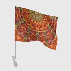 Флаг для автомобиля с принтом Оранжево-оливковый калейдоскоп в Новосибирске, 100% полиэстер | Размер: 30*21 см | калейдоскоп | коричневый | круглый орнамент | модный | мозаика | мозаичный узор | оливковый | оранжевый | орнамент | этнический
